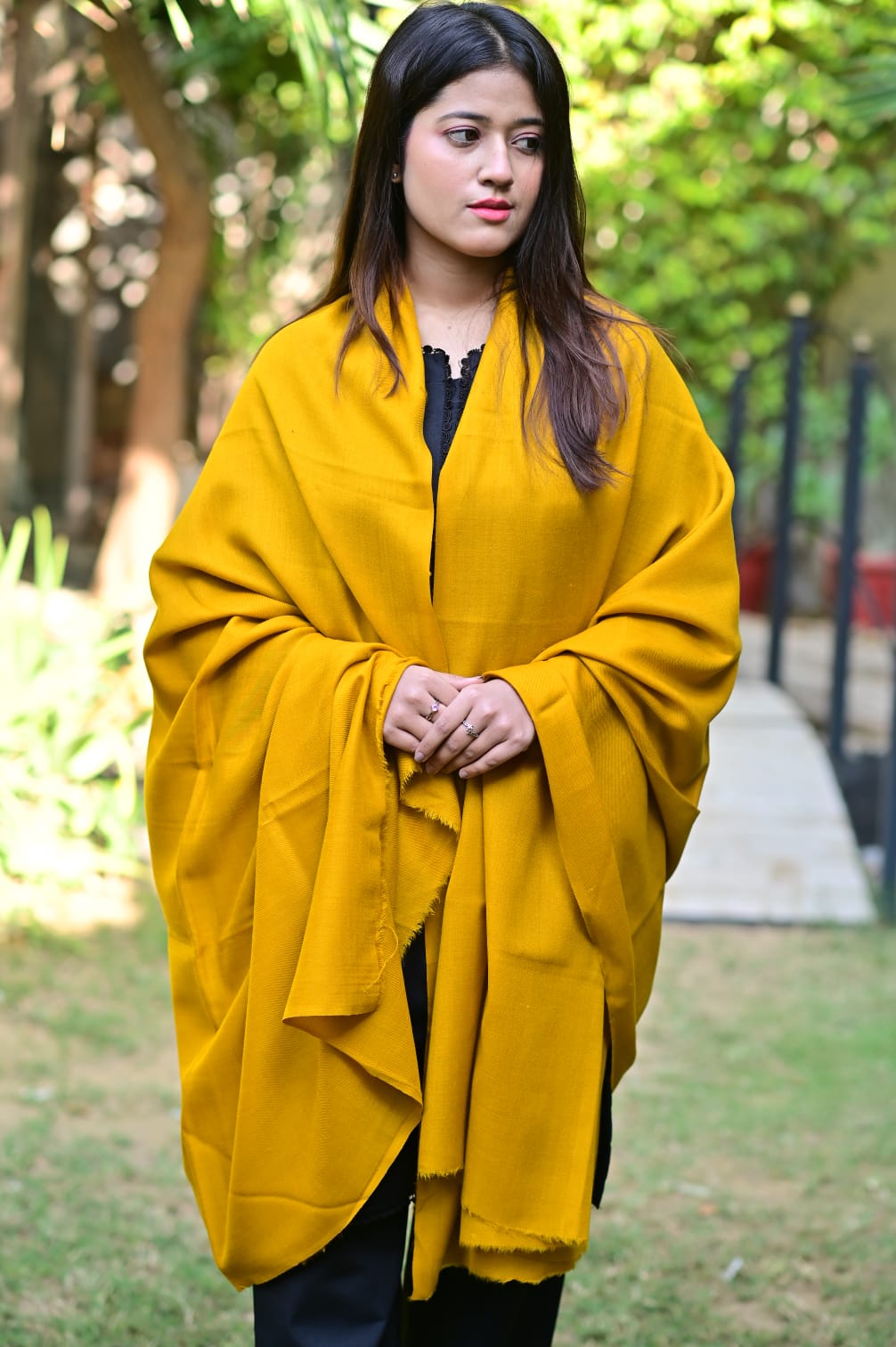 plain winter shawl- Mustard Color